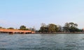 River Ghats along the holy Ganges - Ganga - with a Bridge over the River - Har ki Pauri, Haridwar, Uttarakhand, India Royalty Free Stock Photo