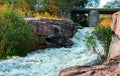 The river Gorny Tikic flows among the rocks and canyon, in a warm sunny autumn afternoon, Ukraine Royalty Free Stock Photo