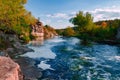 The river Gorny Tikic flows among the rocks and canyon, in a warm sunny autumn afternoon, Ukraine Royalty Free Stock Photo