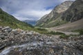 River in Gradental landscape in national park Hohe Tauern with view in valley Gradenmoos, Austria