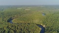 River and Green Forest nature near summer Cesis city in Latvia, Gauya, 4K drone flight landscape from above