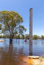 River height guage on the Murray River at Morgan in South Australia showing flood levels