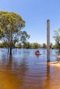 River height guage on the Murray River at Morgan in South Australia showing flood levels