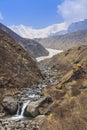 River and Himalaya mountain valley of Annapurna basecamp trekking trail, Nepal