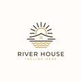 River House Monoline Logo Template. Vector Illustration