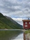 River house in Norway. By the mountain. Nostalgic.