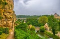 River with houses and bridges in Luxembourg, Benelux, HDR Royalty Free Stock Photo