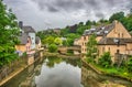 River with houses and bridges in Luxembourg in Benelux, HDR Royalty Free Stock Photo