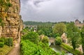 River with houses and bridges in Luxembourg in Benelux, HDR Royalty Free Stock Photo