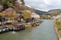 river (hozu-gawa) in arashiyama in kyoto (japan) Royalty Free Stock Photo