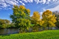 River Hron during fall colours by Sliac village Royalty Free Stock Photo