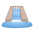 River hydro power icon cartoon vector. Factory city generator
