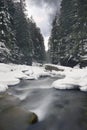 River and icefalls in winter in the mountains Royalty Free Stock Photo