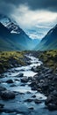 Icelandic Mountains And Flowing River: A Grandiose Outdoor Scene Royalty Free Stock Photo