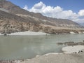 River indus  and dry mountains Royalty Free Stock Photo