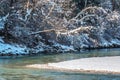 River isar in winter snow