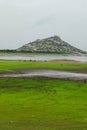 River of jawai dam is greener and also water and mounten beautiful sky summer