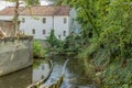 River Jeker with its fish monitoring channel or fish transfer system, fish passage with rocky ramps creating a river course