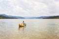 River kayaker man , kayaking on Danube river