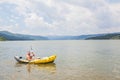 River kayaker man , kayaking on Danube river