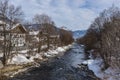 River KitzbÃÂ¼heler Ache wintertime Austria Royalty Free Stock Photo