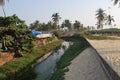 The river on Kolva beach and the backwater at Kola Beach. South India