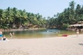 The river on Kolva beach and the backwater at Kola Beach. South India