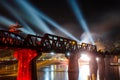 River Kwai railway bridge, Light and Sound Festival World War 2 in Kanchanaburi, Thailand