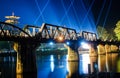 River Kwai railway bridge, Light and Sound Festival World War 2 in Kanchanaburi, Thailand