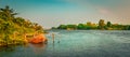 River Kwai at sunset time, Kanchanaburi, Thailand. Panorama