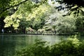 River lake trees house forest landscape Natural Places at Nagano Japan