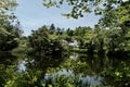 River lake trees house forest landscape Natural Places at Nagano Japan