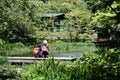 River lake trees house forest landscape Natural Places at Nagano Japan