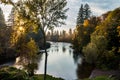 River landscape in colors of golden hour