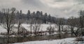 river landscape in late winter in rural Vermont Royalty Free Stock Photo