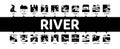 River Landscape Minimal Infographic Banner Vector