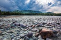 River landscape with stones. Katun River, Altai Mountains Royalty Free Stock Photo