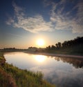 River landscape with sunrise Royalty Free Stock Photo