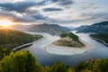 River landscape sunset in rhodopes mountain bulgaria Royalty Free Stock Photo