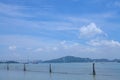 River landscape under the blue sky in Guangdong in China Royalty Free Stock Photo