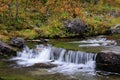 River landscape with waterfall in autumn, flatruet, sweden Royalty Free Stock Photo