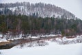 River Lebed\' near Altai village Ust\'-Lebed\' in winter season Royalty Free Stock Photo