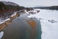 River Lebed\' near Altai village Ust\'-Lebed\' in winter season Royalty Free Stock Photo