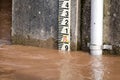 River Level Marker Gauge For Measurement. High River Levels