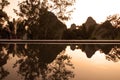 The river Li (lijang) at sunset and water reflections