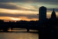 The river Liffey and Dublin City skyline at dusk Royalty Free Stock Photo