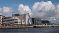 River Liffey in Dublin, Ireland with Convention Centre and Samuel Beckett Bridge Royalty Free Stock Photo