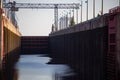 The river lock is filled with water Royalty Free Stock Photo