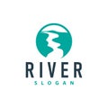 River logo, creeks, simple silhouette inspiration design river flow illustration template