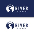 River logo, creeks, simple silhouette inspiration design river flow illustration template